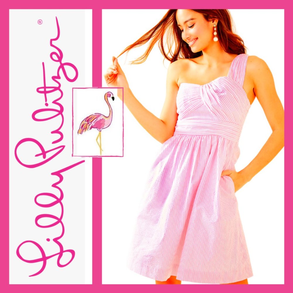 LILLY PULITZER ADDISON ONE-SHOULDER PINK DRESS